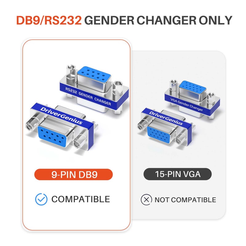 DriverGenius RD232F2F RS232 Serial DB9 Gender Changer, 9-Pin COM Port, Female/Female - Image 4